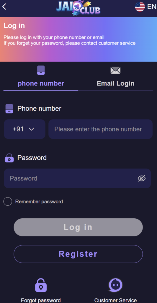 Jai Club login showing fast login, secure access, mobile friendly interface and smooth performance
